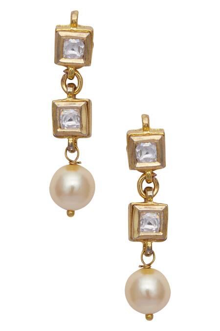 Shop Anjali Jain Gold Plated Kundan Bead Necklace And Earring Set Online at Aza Fashions Shop_Anjali Jain_Gold Plated Kundan Bead Necklace And Earring Set_Online_at_Aza_Fashions