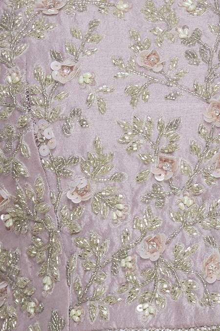 COUTURE BY NIHARIKA Purple Dupatta Chiffon, Top And Skirt Net Sequin Floral Embroidered Lehenga Set at Aza Fashions COUTURE BY NIHARIKA_Purple Dupatta Chiffon, Top And Skirt Net Sequin Floral Embroidered Lehenga Set _at_Aza_Fashions