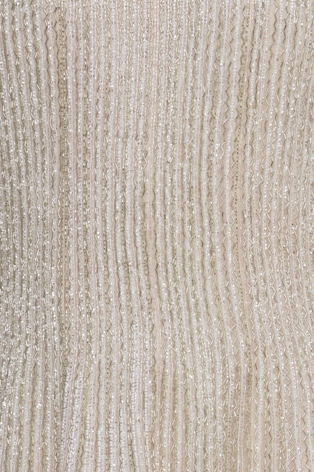 COUTURE BY NIHARIKA Peach Net Sequin Square Neck Sheer Neckline Embroidered Gown at Aza Fashions COUTURE BY NIHARIKA_Peach Net Sequin Square Neck Sheer Neckline Embroidered Gown _at_Aza_Fashions