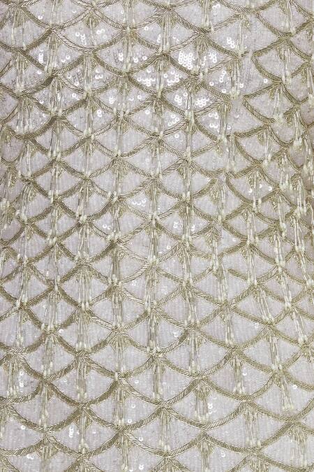 COUTURE BY NIHARIKA Green Net Scallop Round Neck Embroidered Gown at Aza Fashions COUTURE BY NIHARIKA_Green Net Scallop Round Neck Embroidered Gown _at_Aza_Fashions