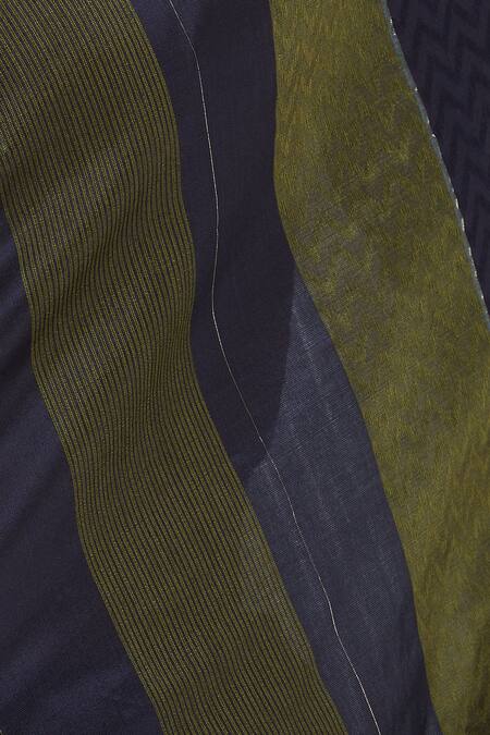 Shop_Akaaro_Green Silk Striped Saree _Online_at_Aza_Fashions