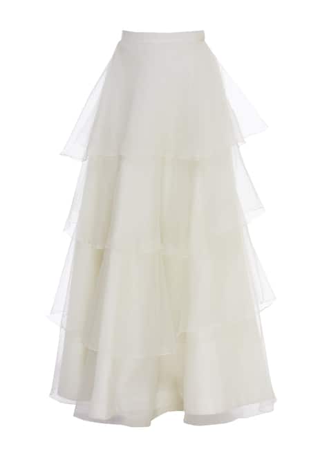 Shop COUTURE BY NIHARIKA Grey Organza, Net Sequin Round Layered Skirt With Embroidered Blouse And Dupatta Online at Aza Fashions Shop_COUTURE BY NIHARIKA_Grey Organza, Net Sequin Round Layered Skirt With Embroidered Blouse And Dupatta _Online_at_Aza_Fashions