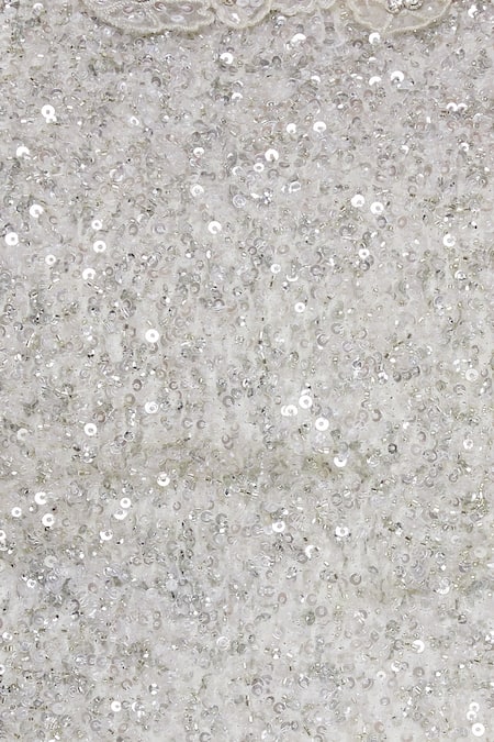 COUTURE BY NIHARIKA Grey Organza, Net Sequin Round Layered Skirt With Embroidered Blouse And Dupatta at Aza Fashions COUTURE BY NIHARIKA_Grey Organza, Net Sequin Round Layered Skirt With Embroidered Blouse And Dupatta _at_Aza_Fashions