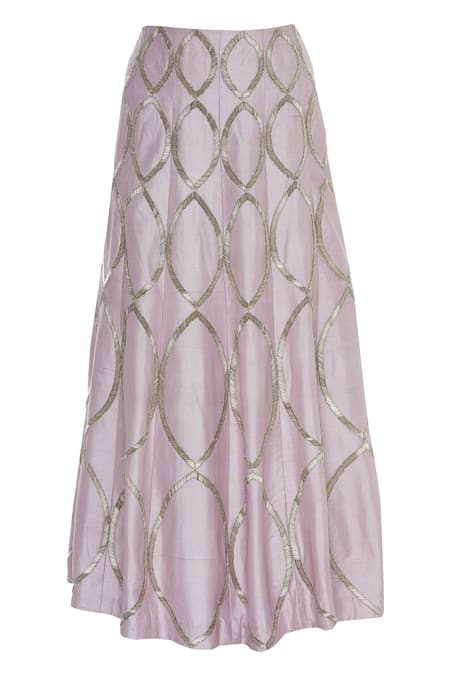 Shop COUTURE BY NIHARIKA Purple Raw Silk Petal V Neck Embroidered Lehenga With Blouse Online at Aza Fashions Shop_COUTURE BY NIHARIKA_Purple Raw Silk Petal V Neck Embroidered Lehenga With Blouse _Online_at_Aza_Fashions