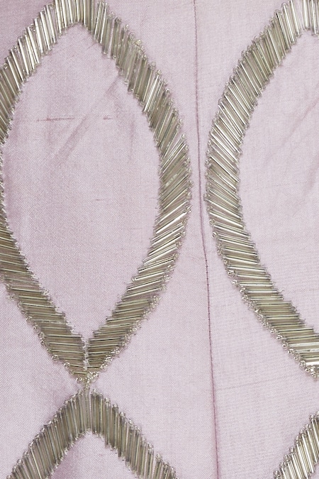 COUTURE BY NIHARIKA Purple Raw Silk Petal V Neck Embroidered Lehenga With Blouse at Aza Fashions COUTURE BY NIHARIKA_Purple Raw Silk Petal V Neck Embroidered Lehenga With Blouse _at_Aza_Fashions