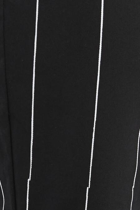 Shop_Son Of A Noble Snob_Black Cotton Pattern Printed Stripe Trouser Pant_Online_at_Aza_Fashions