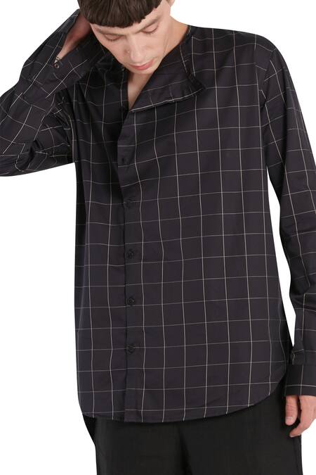 Buy_Son Of A Noble Snob_Black Side Placket High Low Shirt_Online_at_Aza_Fashions