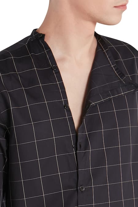 Shop_Son Of A Noble Snob_Black Side Placket High Low Shirt_Online_at_Aza_Fashions