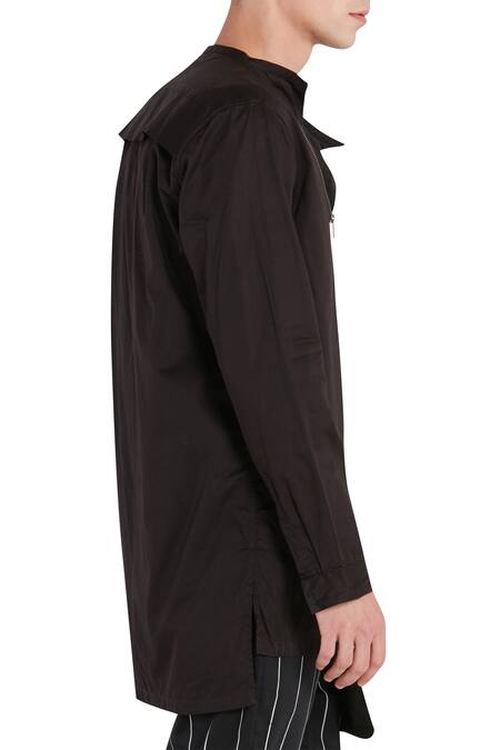 Son Of A Noble Snob Brown Cotton Asymmetric Shacket With Zippered Closure Online at Aza Fashions Son Of A Noble Snob_Brown Cotton Asymmetric Shacket With Zippered Closure_Online_at_Aza_Fashions