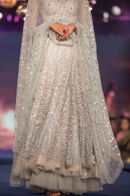 Buy House Of Kotwara Blue Net Pearls Sweetheart Neck Sequins Embroidered Lehenga Set Online at Aza Fashions Buy_House Of Kotwara_Blue Net Pearls Sweetheart Neck Sequins Embroidered Lehenga Set _Online_at_Aza_Fashions