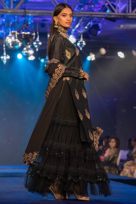 House Of Kotwara_Black Zardozi Embroidered Kurta With Sharara And Dupatta_Online_at_Aza_Fashions