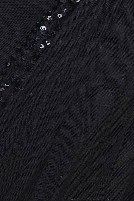 Arpan Vohra Black Tulle Leaf Neck Embellished Saree With Blouse at Aza Fashions Arpan Vohra_Black Tulle Leaf Neck Embellished Saree With Blouse _at_Aza_Fashions