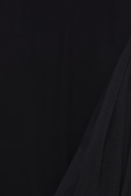 Arpan Vohra_Black Tulle Halter Embellished Saree With Blouse _at_Aza_Fashions