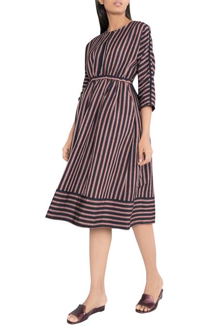 Buy_Anomaly_Black Striped Midi Dress_Online_at_Aza_Fashions
