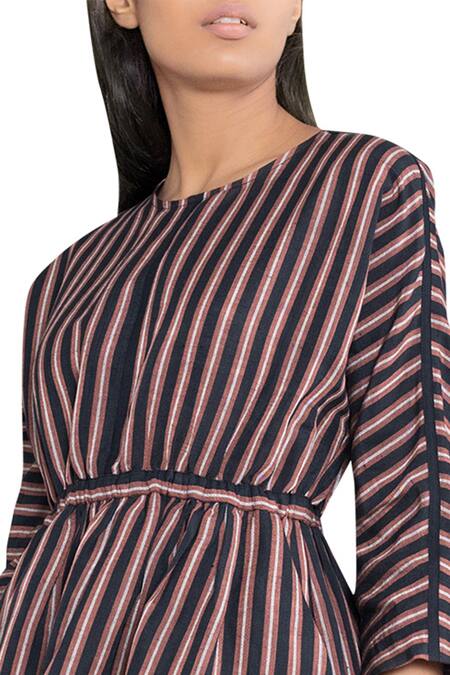 Anomaly_Black Striped Midi Dress_Online_at_Aza_Fashions