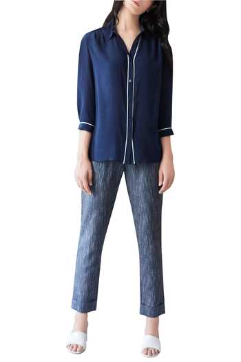 Anomaly_Blue Silk Crepe Shirt_Online_at_Aza_Fashions