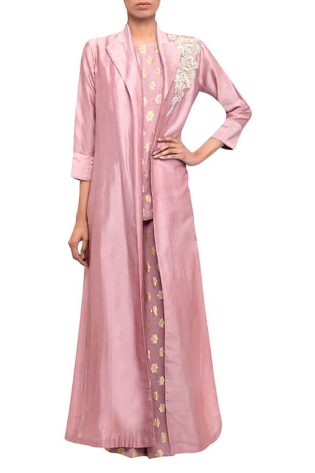 Asha Gautam Pink Kurta With Palazzo And Embroidered Jacket