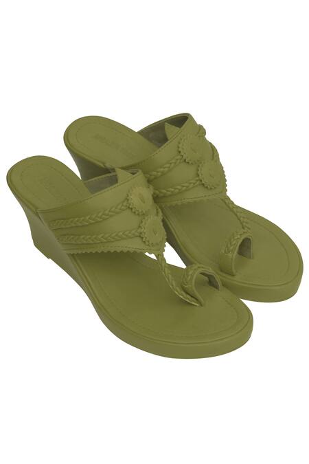 Aprajita Toor Green Cut Work Braided Wedges