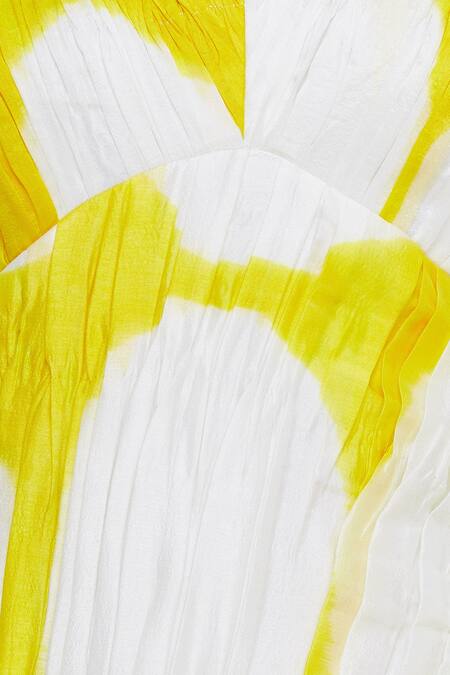 Shop_Vedika M_White Silk V Neck Printed Asymmetric Dress_Online_at_Aza_Fashions