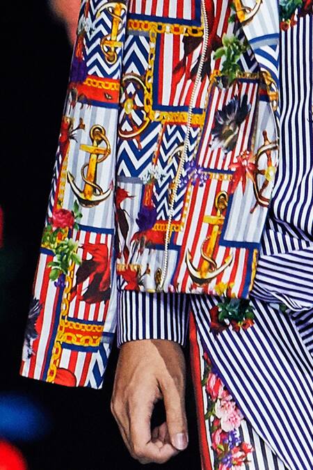 Shop_MR. Ajay Kumar_Multi Color Cotton Satin, Lycra Sailing Theme Printed Blazer Jacket _Online_at_Aza_Fashions