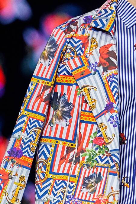 MR. Ajay Kumar_Multi Color Cotton Satin, Lycra Sailing Theme Printed Blazer Jacket _at_Aza_Fashions