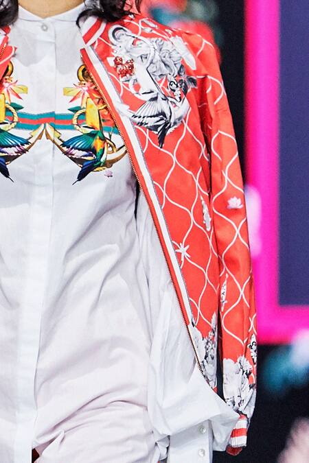 MR. Ajay Kumar Red Embroidered Front Zipper Printed Jacket Online at Aza Fashions MR. Ajay Kumar_Red Embroidered Front Zipper Printed Jacket _Online_at_Aza_Fashions