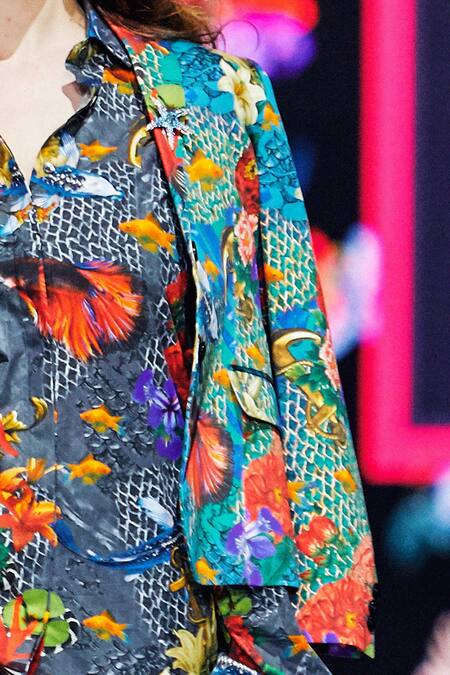 Buy MR. Ajay Kumar Blue Embroidered Floral Print Lapel Collar Blazer Online at Aza Fashions Buy_MR. Ajay Kumar_Blue Embroidered Floral Print Lapel Collar Blazer _Online_at_Aza_Fashions