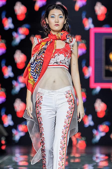 Shop MR. Ajay Kumar White Square Neck Linen Silk Top at Aza Fashions Shop_MR. Ajay Kumar_White Square Neck Linen Silk Top _at_Aza_Fashions