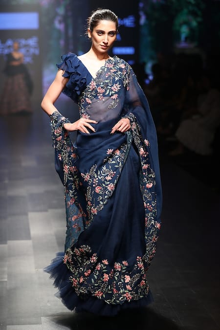 Anushree Reddy Blue Embroidered Saree With Blouse