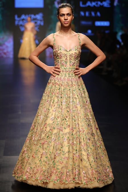 Anushree Reddy Yellow Embroidered Anarkali Gown