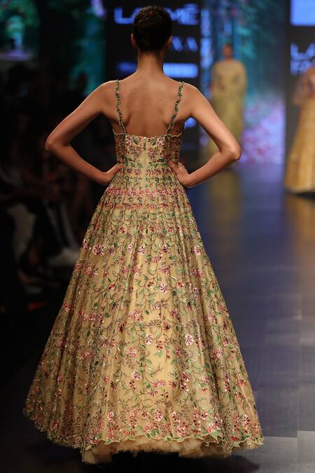 Shop_Anushree Reddy_Yellow Embroidered Anarkali Gown_at_Aza_Fashions