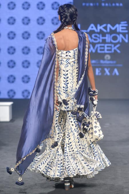 Shop Punit Balana Blue Kurta With Sharara And Tassel Dupatta at Aza Fashions Shop_Punit Balana_Blue Kurta With Sharara And Tassel Dupatta _at_Aza_Fashions