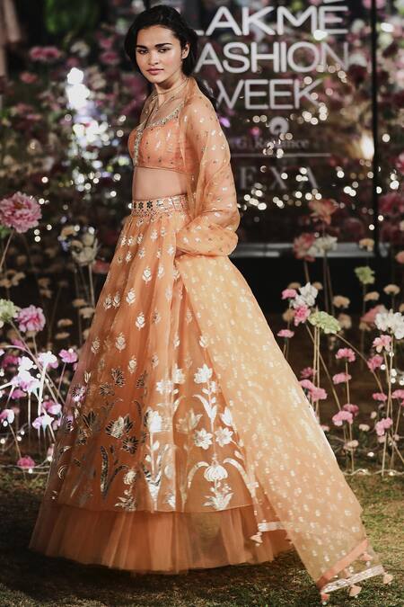 Anita Dongre Floral Motif Print Layered Lehenga Set