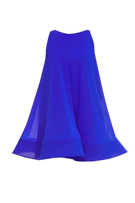 Shop Gauri & Nainika Blue Viscose Georgette Sleeveless Trapeze Dress Online at Aza Fashions Shop_Gauri & Nainika_Blue Viscose Georgette Sleeveless Trapeze Dress _Online_at_Aza_Fashions