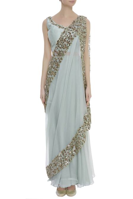 Buy_Rococo_Blue Embroidered Lehenga Set_Online_at_Aza_Fashions