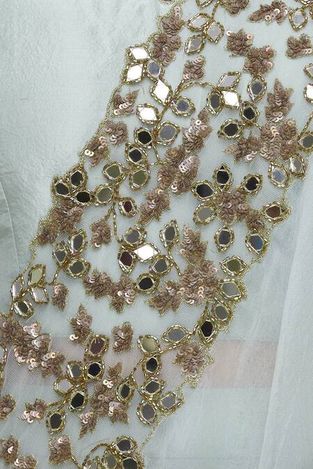 Rococo_Blue Embroidered Lehenga Set_at_Aza_Fashions