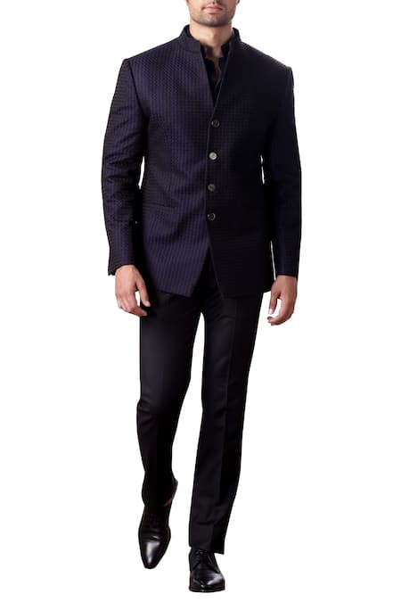 Kommal Sood Purple Cupro Textured Bandhgala Set  