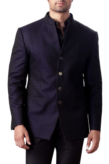 Kommal Sood Purple Cupro Textured Bandhgala Set at Aza Fashions Kommal Sood_Purple Cupro Textured Bandhgala Set _at_Aza_Fashions