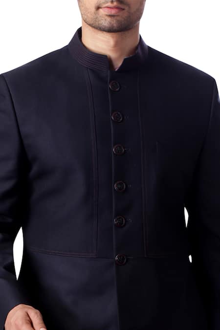 Shop_Kommal Sood_Blue Terry-rayon Sherwani Dhoti Pant Set  _Online_at_Aza_Fashions
