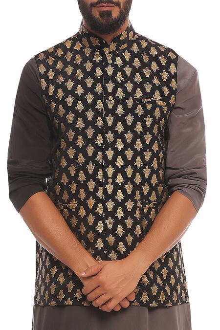 Shop Masaba Black Ombre Kurta With Kalash Motif Bundi And Salwar Pants Online at Aza Fashions Shop_Masaba_Black Ombre Kurta With Kalash Motif Bundi And Salwar Pants_Online_at_Aza_Fashions