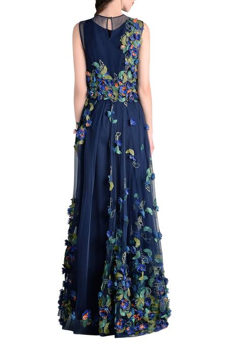 Shop_Not So Serious By Pallavi Mohan_Blue Embellished Gown_at_Aza_Fashions