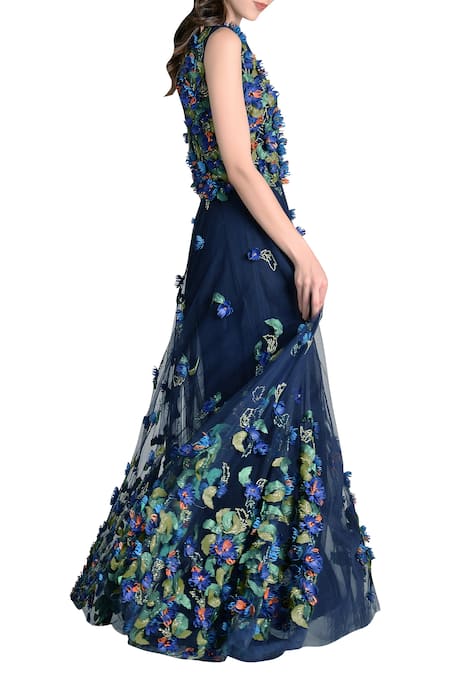 Not So Serious By Pallavi Mohan_Blue Embellished Gown_Online_at_Aza_Fashions