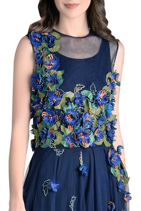 Shop_Not So Serious By Pallavi Mohan_Blue Embellished Gown_Online_at_Aza_Fashions