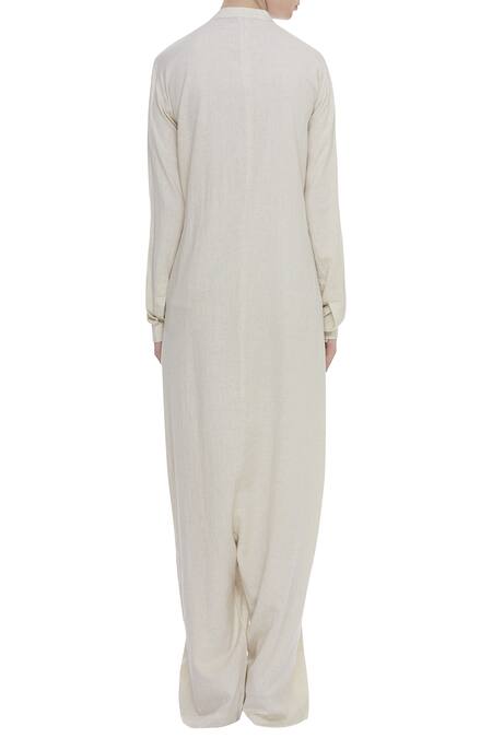 Shop Padma Raj Keshri White Button Front Jumpsuit at Aza Fashions Shop_Padma Raj Keshri_White Button Front Jumpsuit_at_Aza_Fashions