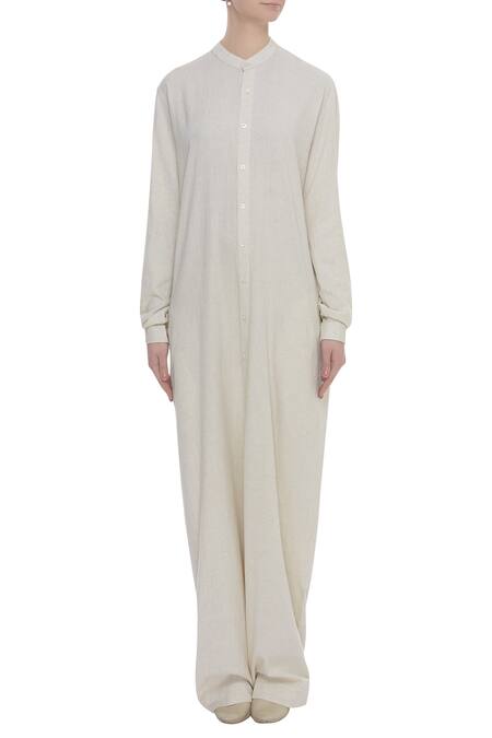 Buy Padma Raj Keshri White Button Front Jumpsuit Online at Aza Fashions Buy_Padma Raj Keshri_White Button Front Jumpsuit_Online_at_Aza_Fashions