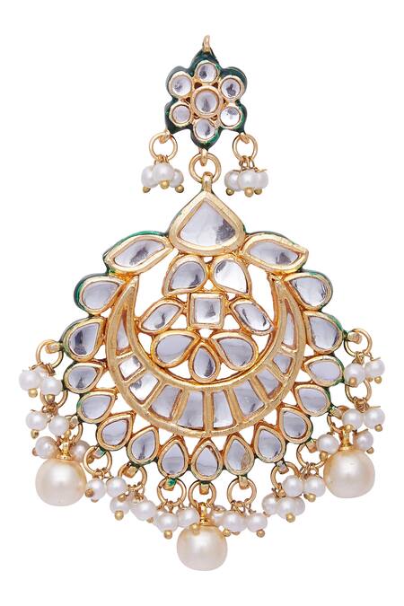Posh By Rathore_Gold Plated Kundan Chandbali Earrings_Online_at_Aza_Fashions