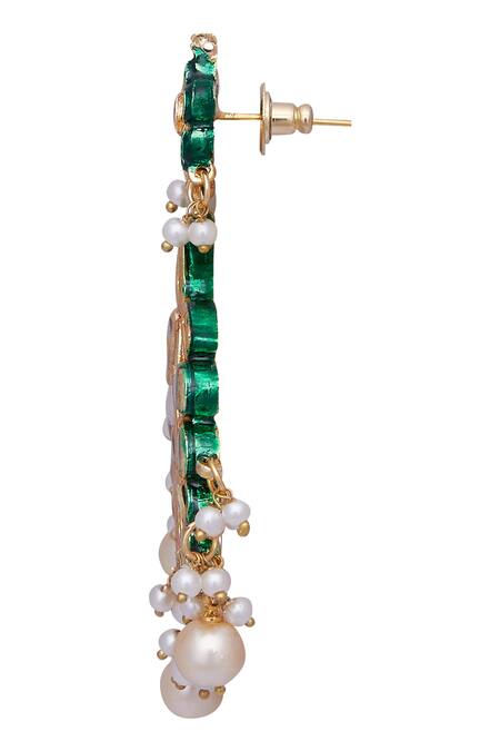 Shop_Posh By Rathore_Gold Plated Kundan Chandbali Earrings_Online_at_Aza_Fashions