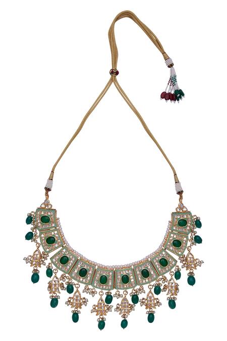 Posh By Rathore_Kundan Necklace,earrings And Mangtikka Set_Online_at_Aza_Fashions