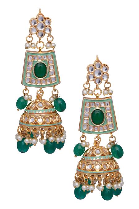 Shop_Posh By Rathore_Kundan Necklace,earrings And Mangtikka Set_Online_at_Aza_Fashions