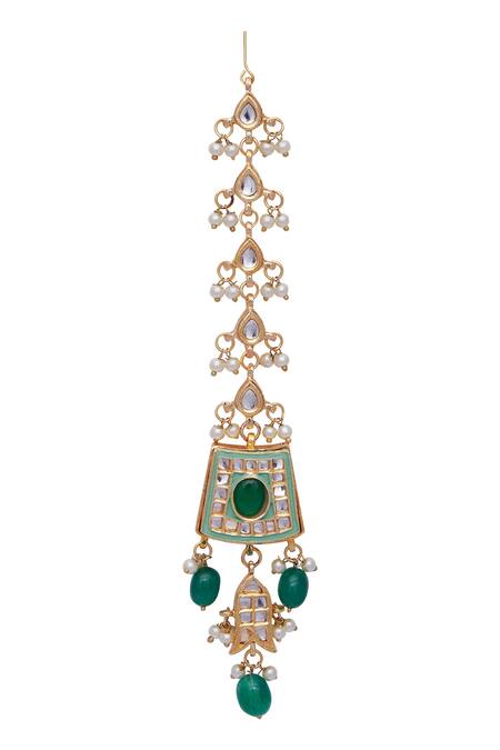 Posh By Rathore_Kundan Necklace,earrings And Mangtikka Set_at_Aza_Fashions